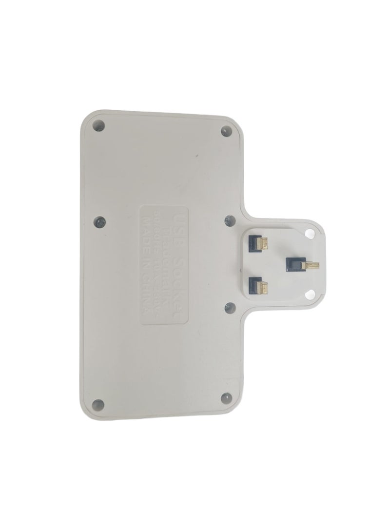 Lucky Hawk محول حائط مع 3 مقابس عالمية، 2 منفذ USB و 1 منفذ Type-C، تمديد متعدد للمقابس مع 3 مفاتيح فردية، مقبس طاقة ذكي 2000 واط، شحن سريع 2.1A للمنزل، المكتب والسفر أبيض - Image 4